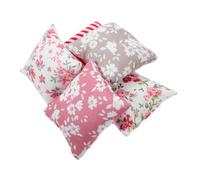 Veemoon 5pcs Miniature Dollhouse Pillows Flower Print Set, Compact Tabletop Pillow Models for Doll Supplies and Dollhouse Sofa Bed Decor Accessories