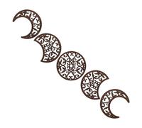 Veemoon 5Pcs Moon Cycle Wall Decor Rustic Wood Moon Phase Art Hanging Decoration for Living Bedroom Smooth Detailed Wood Craft with Walnut Grain Texture