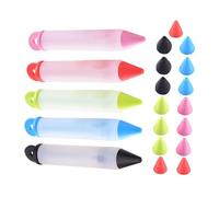 Veemoon 5pcs Multi-Color Silicone Cake Decorating Pen with Interchangeable Tips Ergonomic Piping Tool for Detailed Chocolate Pastry and Dessert Designs Baking Accessories for Beginners and