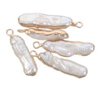 Veemoon 5Pcs Natural Freshwater Pearl Pendant Charms Irregular Shape with Metal Edge for DIY Jewellery Crafting Necklace Bracelet Earrings Accessories