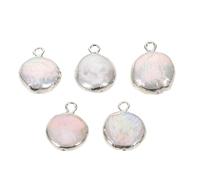 Veemoon 5pcs Natural Freshwater Pearl Pendants Electroplated Jewelry Making Charms for DIY Necklace Earrings Bracelet Craft Supplies Multipurpose Accessories