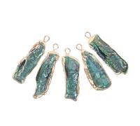 Veemoon 5PCS Natural Peacock Green Baroque Freshwater Pearl Pendants for DIY Jewelry Making Irregular Cultured Pearl Charms for Necklace Bracelet Earring Accessories