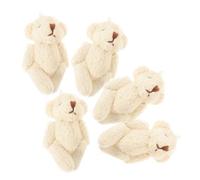 Veemoon 5pcs Pearl Velvet Tiny Bear Doll Accessories Diy Crafts Mini Bear Plush Toy for Hats Scarf Clothing Decor