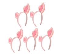 Veemoon 5pcs Pink Pig Ears Headband Soft Cloth Animal Headbands for Women Cosplay Party Dress Up Accessories Fashionable Cute Hair Hoop for Youth
