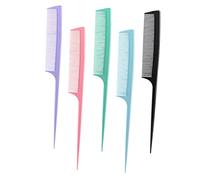 Veemoon 5pcs Professional Tail Combs for Hair Styling and Haircutting, Fine Tooth Parting Combs in Black Blue Pink Purple Green, Salon Hair Tools for Women and Barber Shop Use