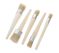 Veemoon 5PCS Round Head Wooden Handle Paint Brushes Slip Grip with Long Handles for Oil Watercolor Painting Wood Walls and DIY Crafts Versatile for Home Renovation and Artistic Projects