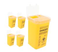 Veemoon 5pcs Sharps Disposal Boxes for Barbers and Salons Compact Puncture Resistant Waste Bins Safe Needle Collection Containers Space Saving Design Yellow