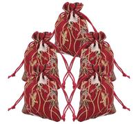 Veemoon 5Pcs Small Drawstring Jewelry Bags Compact Makeup Brush Organizer Lightweight Pouches with Sturdy Closure for Storage and Travel Japanese-Style Elegant Design