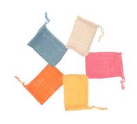 Veemoon 5pcs Soap Storage Pouch Cotton Linen Soap Bubble Net Drawstring for Shower Room Cleaning