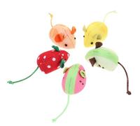 Veemoon 5pcs Soft Plush Catnip Mouse for Indoor Cats, Fruit Shape Kitten Chew Set with Strawberry, Watermelon, Kiwi, Orange, Lemon Designs