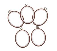 Veemoon 5pcs Vintage Oval Embroidery Hoop Frame Imitated Wood Grain Sewing Frame for Cross Stitch Needlework Secure Fabric Hold Durable Portable Craft Tool for DIY Art and Home Decor