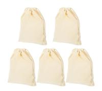 Veemoon 5pcs White Cotton Drawstring Bags DIY Painting Drawstring Pouch Blank Bag Easy to Clean Nice for Painting Lightweight Storage for Teach Your Baby Drawing