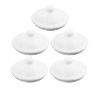 Veemoon 5pcs White Enamel Tea Cup Covers Small round Ceramic Mug Lids Reusable Drink Cup Covers for Home Kitchen Safety