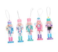 Veemoon 5pcs Wood Nutcracker Figurine Puppet Ornament Decoration Noel Christmas Decor Party Festive Large Nutcracker Doll Figure Scene DIY Shape Xmas Unpainted Mini Hanging Coop