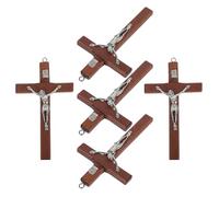 Veemoon 5Pcs Wooden Christian Cross Pendant Charms Deep Brown Wood Jesus Crucifix for DIY Jewelry Making Bracelets Necklaces Religious Faith Craft Supplies