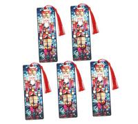 Veemoon 5pcs Xmas Reading Paper Cards Reading List Bookmark with Tassels Accessories Christmas Bookmarks for Students Decorative Aesthetic