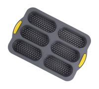 Veemoon 6-Cavity Silicone Hot Dog Loaf Pan Non-Stick Homemade Hot Dog Mold Creative Shape Easy Demolding Black Premium Silicone Bakeware for Small Parties