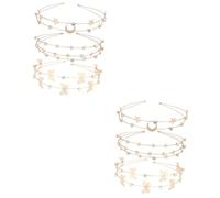 Veemoon 6 pcs Multi Layer Metal Star Moon Crystal Headbands for Women Rhinestone Hairbands Hair Ornaments for Weddings Parties and Shows