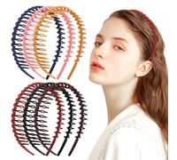 Veemoon 6 Pcs Wavy Headbands for Women Decorative Hair Bands with Teeth Vibrant Colors Goose Yellow Pink Brick Red Stylish Hair Accessories for Any Occasion