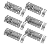 Veemoon 6 Sets Stainless Steel Slide Bolt Locks with Screws Extended Surface Mounted Door and Window Latches for Enhanced Theft Office Warehouse