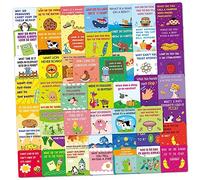 Veemoon 60pcs Lunchbox Cards with Funny Questions and Answers Adorable Handwritten Notes for School Lunch Premium Paperboard Interactive Game Cards to Engage