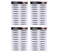 Veemoon 6d Hair-like Eyebrow Transfer Stickers, Reusable Brown False Eyebrow Tattoos 4pcs Made from Water Transfer Paper, Not Easy to Fade, Arch and Gentle Curve Shapes for Natural