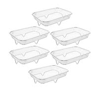 Veemoon 6Pcs 304 Stainless Steel Air Fryer Rack Set, Stackable Dehydrator and Baking Cooling Racks, Rectangular Grill Basket for Kitchen and Restaurant Use