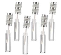 Veemoon 6pcs 5ml Refillable Lip Gloss Bottles with Leak-proof Plastic and Rhinestone Design, Silver Colour with Brush Head Attached to Lid, for DIY Lip Colour and Travel Use