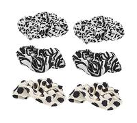 Veemoon 6pcs Animal Print Hair Scrunchies Soft Elastic Ponytail Holders with Cow Leopard Zebra Patterns for Women Daily Use Party Sports Travel Hair Accessories