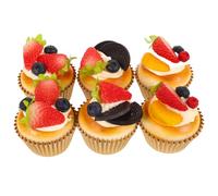 Veemoon 6Pcs Artificial Cake, Fake Cupcake Dessert Food Model Realistic Cupcake Decoration for Kitchen Home Christmas Party Photography Props Shop Decoration