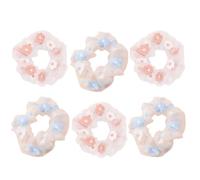 Veemoon 6pcs Blue Organza Hair Elastics Hair Ties Handmade Accessories for Working and Studying Stylish and Elegant Fashionable Rope Bands