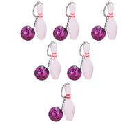 Veemoon 6pcs Bowling Ball Keyrings Set in Random Colours Plastic Material, Premium Quality Cartoon Pendant Keychains to Decorate Bags and Mobile Phones, for Thanksgiving Day Random Color