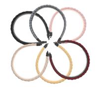 Veemoon 6pcs Braided Headbands for Women, Nonslip Plaited Hairbands in Black Burgundy Pink Blue Grey Yellow, Hair Accessories for Everyday Wear and Styling
