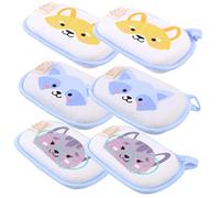 Veemoon 6Pcs Cartoon Animal Bath Mitts for Soft Exfoliating Washcloth Gloves Fun Bath Supplies with Hanging Strap for