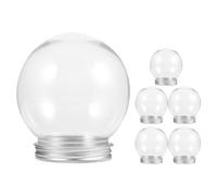 Veemoon 6pcs Christmas DIY Craft Snow Water Globes Refillable Plastic Water Globe Decorations with Screw off Aluminum Cap Empty Clear Empty Plastic Xmas Globes for Christmas Winter Party, 150ML