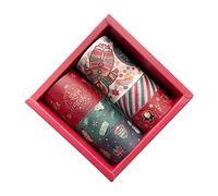Veemoon 6Pcs Christmas Themed Washi Tapes Decorative Wrapping Tapes for Scrapbooking Journaling Festive DIY Crafting with Unique Patterns for Sealing Cards