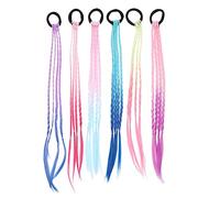 Veemoon 6pcs Colorful Braided Hair Ties and Ponytail Holders Set Gradient Light Blue to Purple Braids Boys and Girls Hair Extensions Girl Accessories for Everyday and Party Use