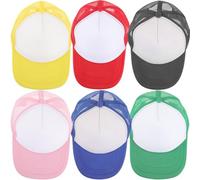 Veemoon 6pcs Customised Hat, Polyester Blank Baseball Hats for Sublimation, Breathable Mesh DIY Cap for Family Outings and Outdoor Activities, Boys Girls Random Color