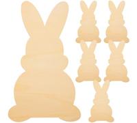 Veemoon 6pcs Easter Bunny Wood Cutouts DIY Blank Wood Slices for Crafts Indoor Decor Easter Decor Cutouts Blank Bunny