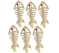 Veemoon 6pcs Fish Bone Hair Clips Creative Rhinestone Hairpin Not Easy to Fall Fit for Thick Or Thin Hair Women Ceremonies