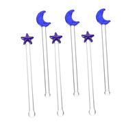 Veemoon 6Pcs Glass Cocktail Stirring Sticks Moon and Star Design Decorative Drink Swizzle Stirrers for Coffee Juice Mixed Drinks Bars and Parties