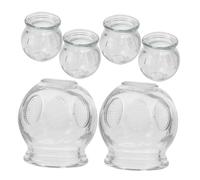 Veemoon 6pcs Glass Cupping Set for Home Use Transparent Chinese Cups with Spiral Mouth and Antislip Bottom for Body and Facial Massage Therapy Self-Administered Joint Cupping