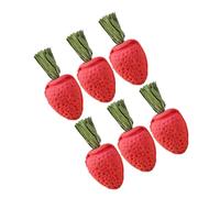 Veemoon 6pcs Hamster Chew Strawberry Shape Small Animal for Hamster, Rabbit, Guinea Pig and Chinchilla, Natural Grinding Teeth Chew Sticks for Indoor Bunny Cage Enrichment