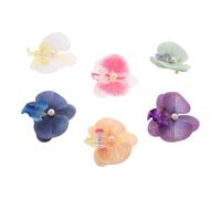 Veemoon 6pcs Hawaiian Orchid Hair Clips Artificial Flower Barrettes with Pearl Accents Boho Butterfly Hairpins for Tropical Parties Bridal Accessories Beach Holidays