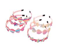 Veemoon 6Pcs Heart and Star Shape Hairbands Lightweight Sequin Glitter Powder Headbands for Party Accessories Durable and Colorful Rainbow Gradient Design