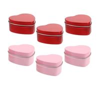 Veemoon 6pcs Heart Shaped Metal Tins with Lids Matte Valentine Candy Boxes for Wedding Keepsakes Candle Containers Small Gift Storage Elegant Romantic Design