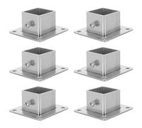 Veemoon 6pcs Heavy Duty Stainless Steel Square Post Flange Base Bracket with Screws, 1.2" X 1.2" Column Base for Street Signs and Guide Posts, Suitable for Urban Terrains and Park Fence