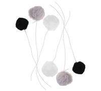 Veemoon 6pcs Interactive Plush Cat Balls Kitten Teaser with Elastic String Lightweight round Balls for Indoor Play to Increase Fun and Interest