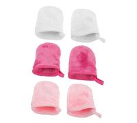 Veemoon 6Pcs Lazy Remover Gloves for Makeup Removal Tool with Neatly Stitched Design Travel Friendly Facial Cleaning Mitts White Rose Red and Pink for All Skin Types