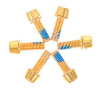 Veemoon 6pcs M6x18mm Titanium Alloy Bike Disc Brake Rotor Screws Set Gold, Professional Replacement Screws for Mountain Bicycle Brake Caliper, Cycling Accessories